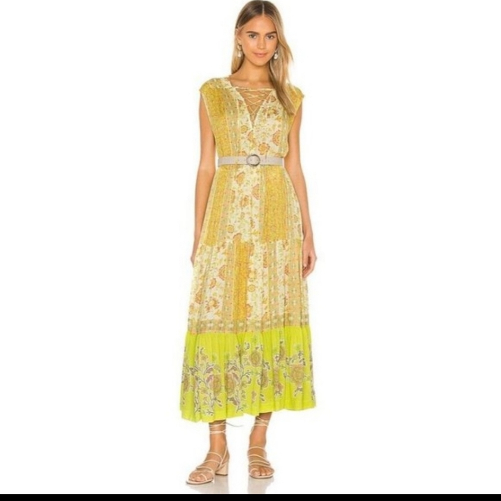 Free People Hanalei Bay Dress Maxi Flowy Mixed Floral Print Coconut Milk XS NWT - Picture 12 of 12
